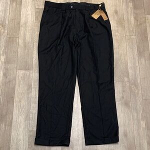 Mens NWT Steve Adams Pleated Black Microtech Business‎ Casual Dress Pants
